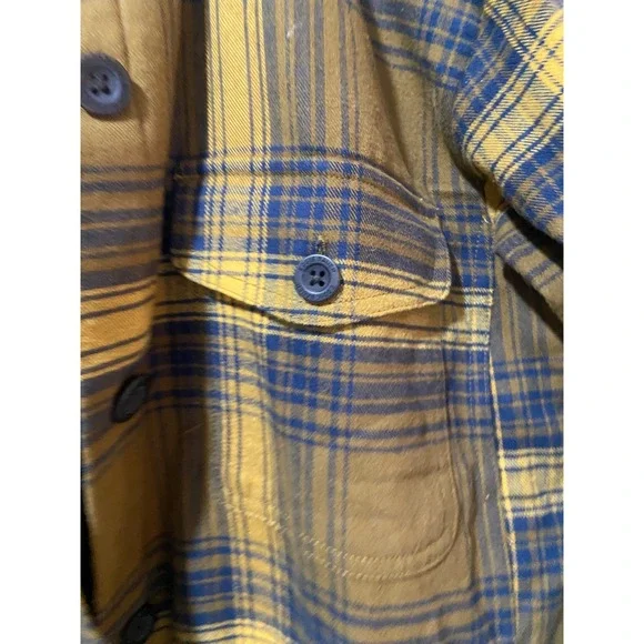 Eddie Bauer Men's Flannel Fleece Lined Shirt Jacket Yellow Plaid Outerwear Sz S - Picture 7 of 15